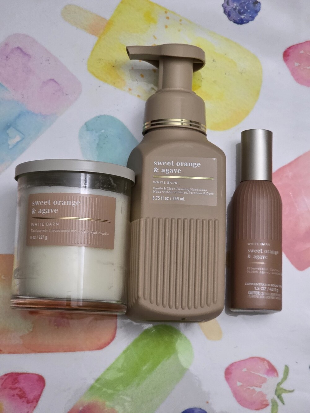 White Barn Sweet Orange & Agave Hand Soap, Candle, & Room Spray 3 Piece Set NEW - Picture 1 of 3